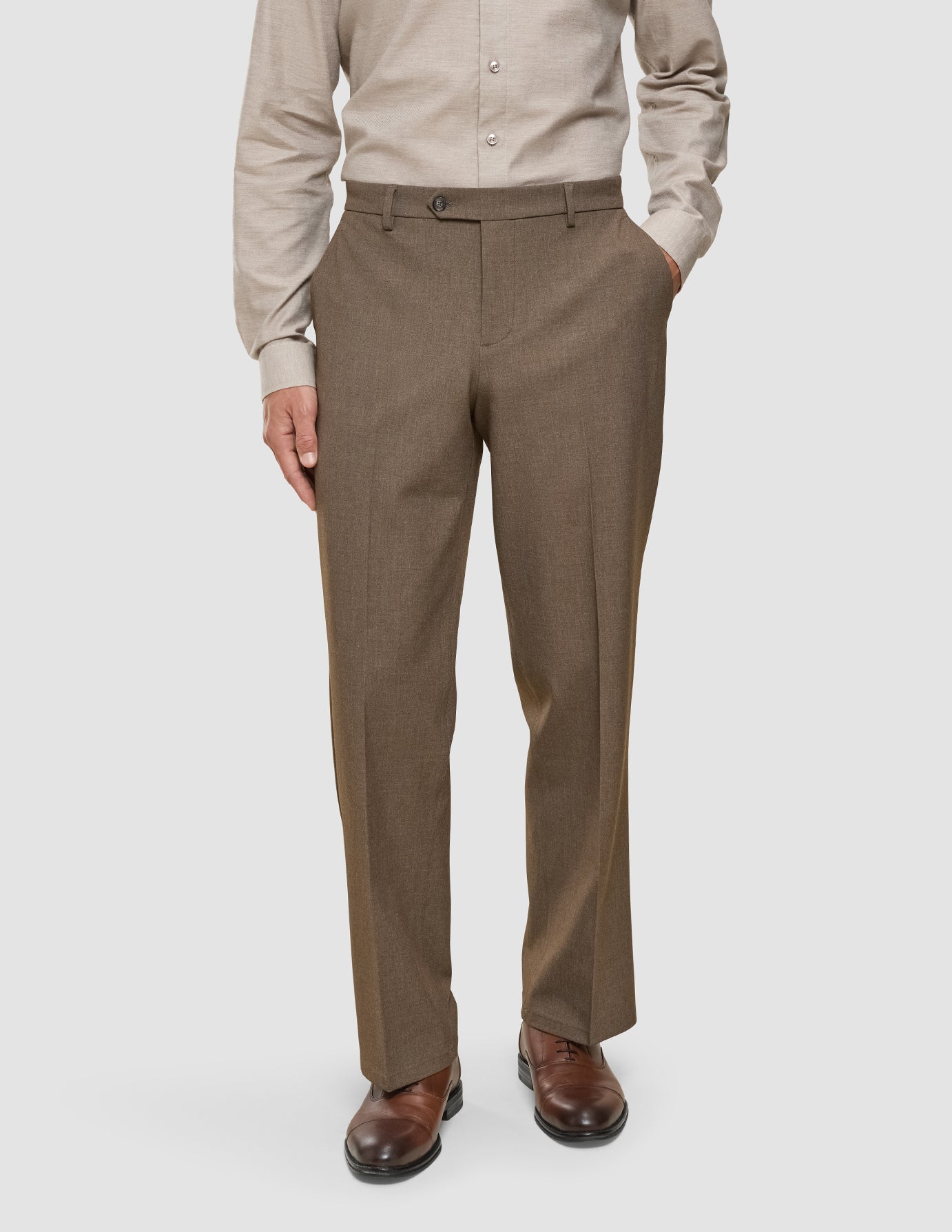 Essential Suit Pants Relaxed Fit Saddle Brown Melange